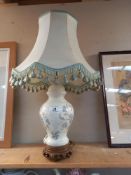 A ceramic table lamp with shade, COLLECT ONLY