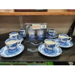 A 12 piece Spode coffee set and a boxed set of two Spode spice jars