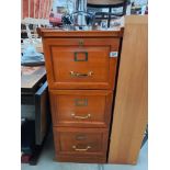 A medium oak finished 3 drawer filing cabinet COLLECT ONLY