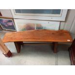 A rustic oak sliced tree trunk bench, length 138cm COLLECT ONLY