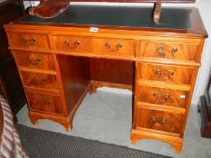 A nice mahogany kneehole desk, COLLECT ONLY.