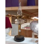 A Victorian oil lamp with faceted glass font COLLECT ONLY