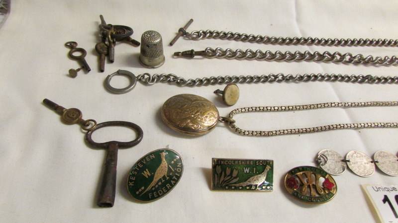 A quantity of watch chains, watch keys, badges etc., - Image 3 of 3