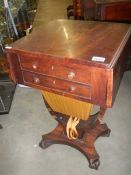 A Victorian mahogany sewing table. COLLECT ONLY