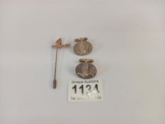 3 Masonic related items, a Masonic silver peace dove stick pin & a pair of dove cufflinks