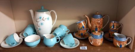 A Japanese hand painted coffee set & a hostess Cornflower coffee set collect only