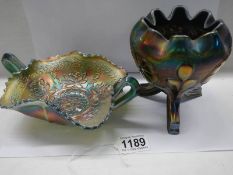 Two mid 20th century carnival glass bowls.