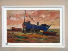 An oil on board Boats by Kenneth Wall