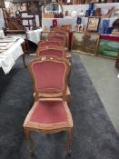 A set of six French 19th century oak dining chairs, COLLECT ONLY.
