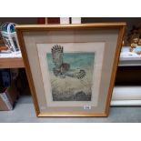 Framed and glazed print by Carol Anne Teasdale 'hunting owl and mouse no.6/300