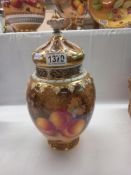 A fine Royal Worcester hand painted fruit study signed D Shinnie on large potpourri vase
