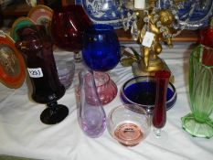 Eleven items of coloured glass, COLLECT ONLY.