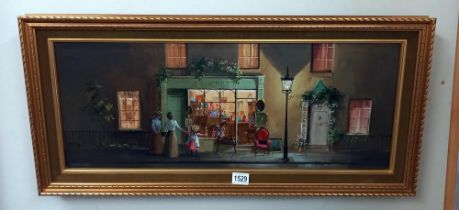 A modern oil on board Shop Front 88 x 40 cm