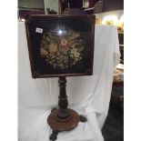 A Victorian pole screen with Woolwork panel COLLECT ONLY