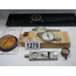 A mixed lot including two map measurers, compass, whistle etc.,