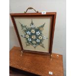 An arts & craft fire screen with dried flowers COLLECT ONLY