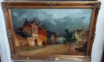 A gilt frame oil on canvas Storm Clouds signed 75 x 105cm