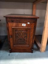 An Edwardian pot cupboard with carved door panel COLLECT ONLY