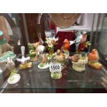 A collection of 11 Royal Staffs bird figurines (1 a/f)