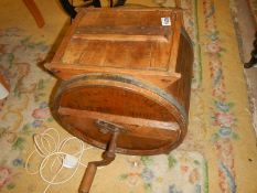 A 19th century pine cylinger churn. COLLECT ONLY.