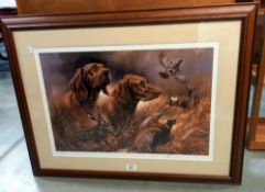 Number 251 of 500 signed print of dogs & pheasants (80cm x 64cm ) COLLECT ONLY
