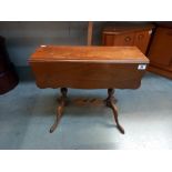 A small vintage dark wood stained drop leaf tea table COLLECT ONLY