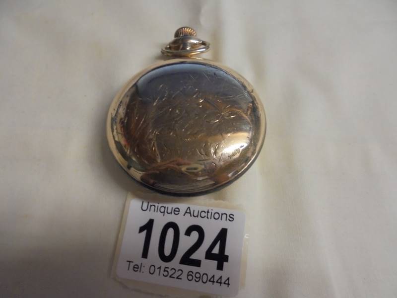 A gold plated Waltham pocket watch. - Image 2 of 2