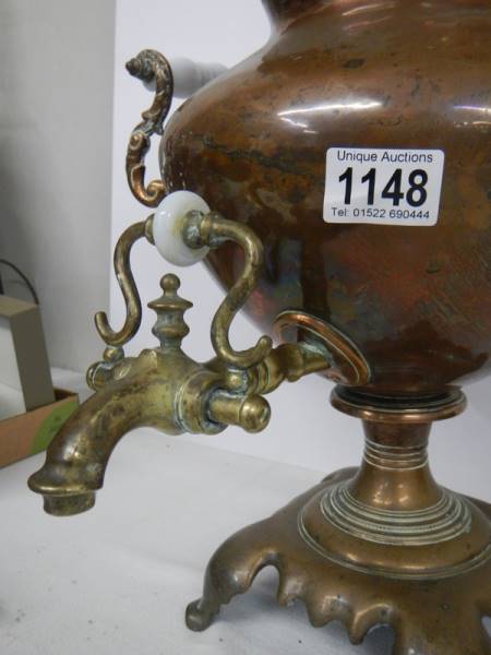 A Victorian copper samovar urn. - Image 2 of 2