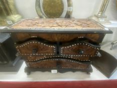 A good large carved jewellery box - 3 drawers (2 over 1)