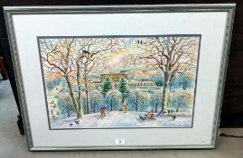 A watercolour of a winter scene (78cm X 56cm) COLLECT ONLY