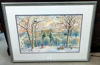 A watercolour of a winter scene (78cm X 56cm) COLLECT ONLY