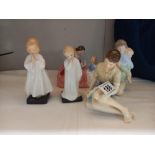 4 Royal Doulton figurines and 1 Wedgwood figurine