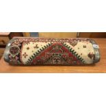 A large Edwardian brass foot warmer with original carpet covering.