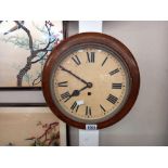 An oak cased fusee wall clock with pendulum (no key)