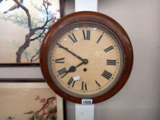 An oak cased fusee wall clock with pendulum (no key)