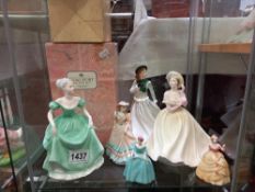 6 Coalport lady figurines including 3 larger examples including Marianne and 3 smaller examples