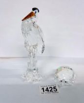 A Swarovski Heron and a Swarovski Turtle