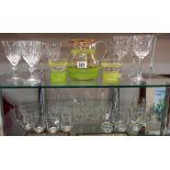 A quantity of drinking glasses & a partial summer drinks set (2 shelves) COLLECT ONLY
