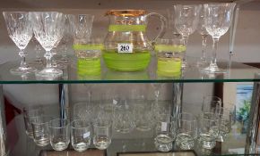 A quantity of drinking glasses & a partial summer drinks set (2 shelves) COLLECT ONLY