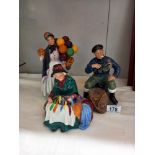 3 Royal Doulton figurines, The lobster man, silks and ribbons and Biddy Penny Farthing