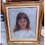 A gilt framed painting, portrait of a young girl (glass A/F bottom left corner) COLLECT ONLY