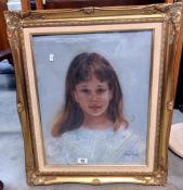 A gilt framed painting, portrait of a young girl (glass A/F bottom left corner) COLLECT ONLY