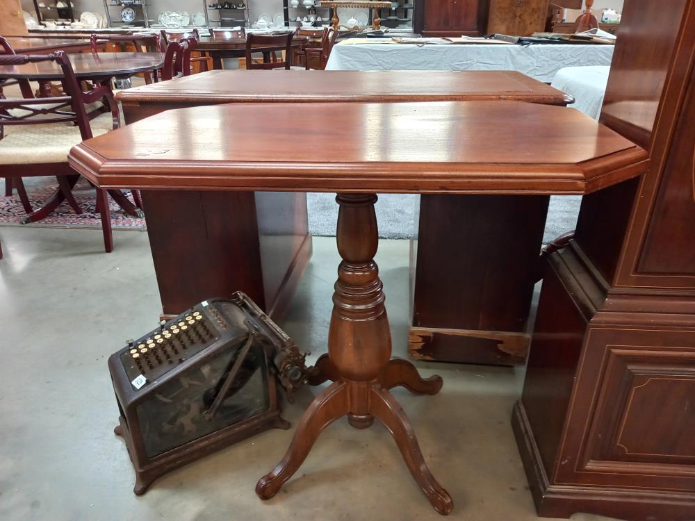 An octagonal mahogany tea table on turned centre column, COLLECT ONLY. - Image 2 of 2