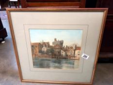 A framed and glazed, riverside scene - Collect only