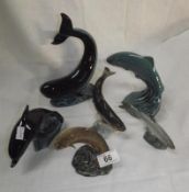 A quantity of fish and whale figures by Poole, Goebel, Beswick and a Russian example