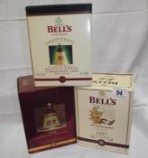 3 boxed Bell whisky decanetrs Christma 96, 97 and 98 unopened