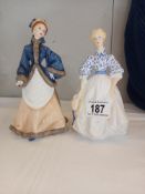 Royal Worcester 'Morning Walk' and 'Winters Morn' figurines