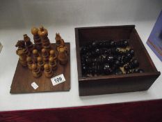 A 19/20c boxwood chess set unweighted