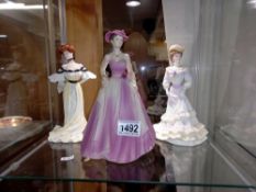 3 Coalport figurines including 2 from the Golden Age series, and 1 from the Age of Elegance
