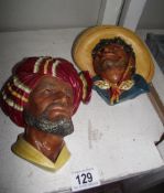 2 vintage Bossons chalk wall heads